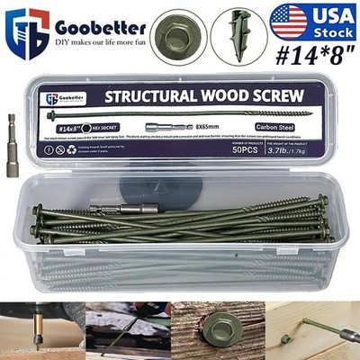 Heavy-Duty Green Timber Structural Wood Screws with Hex Socket 14*8'' Extra Long