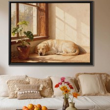 Labrador Oil Painting Dog Canvas Print Living Room Decor Rustic Pet Wall Art