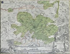 Koloriertekupferstich-Landkarte, das Erfurter Gebiet 1717-20