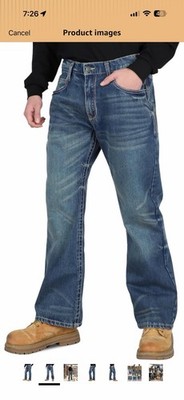 BOCOMAL Mens FR Jeans Relaxed Fit Boot Cut Retro Washed Work NFPA2112 CAT2 40/32