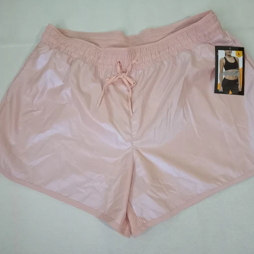 AVIA Women's Large Pink Shine Athletic Shorts Elastic Waistband Pockets Running 