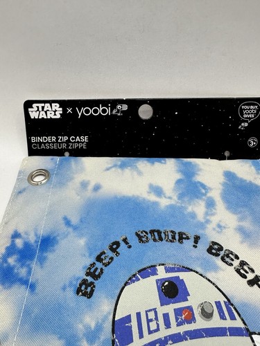 Disney Star Wars x Yoobi R2-D2 Binder Zip Pencil Case Pouch White Blue NEW - Picture 3 of 4
