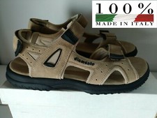 Diamond Sandal Men's Plantar Leather Rips Beige MADE IN ITALY N 46 NEW