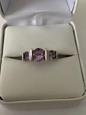 STERLING SILVER 925 RING SIZE 6 WITH ROUND 3.0CT. LAVENDER AMETHYST GEMSTONES