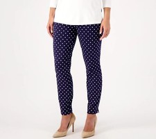 Susan Graver Weekend Premium Pants Navy Dot 2XL New