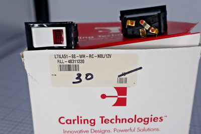 *Single* Carling Technologies LTILA51-6S-WH-RC-NBL/12V Red Rocker Switch