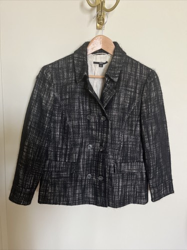 Hugo Boss Black Tweed Double Breasted Tweed Jacket Sz10 - Photo 2/7