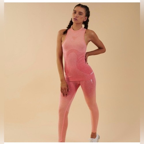 Gymshark Ombre Seamless Vest Tank Top Fade Mock Neck Peach Coral Pink Orange XS - Picture 6 of 16