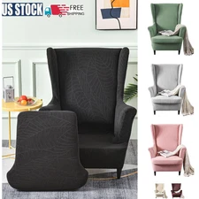 2PCS Waterproof Wingback Chair Cover Stretch Wingback Armchair Sofa Slipcover