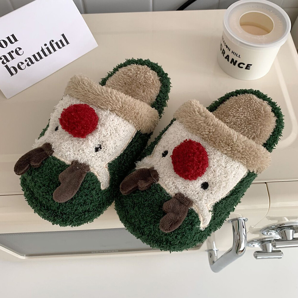APL Pantofole peluche alce natalizio simpatiche pantofole animali comode per autunno inverno
