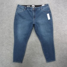 Ava  Viv Jeans Women's Plus 24 Blue Dark Wash Mid Rise Skinny Jeans New