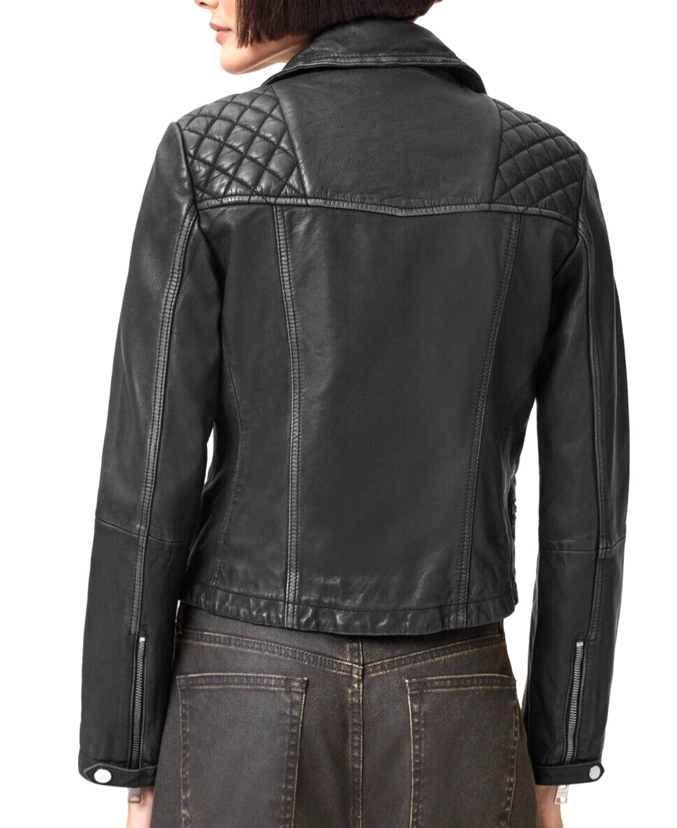 BNWT All Saints Distressed Leather Biker Jacket Size 10 UK image 8