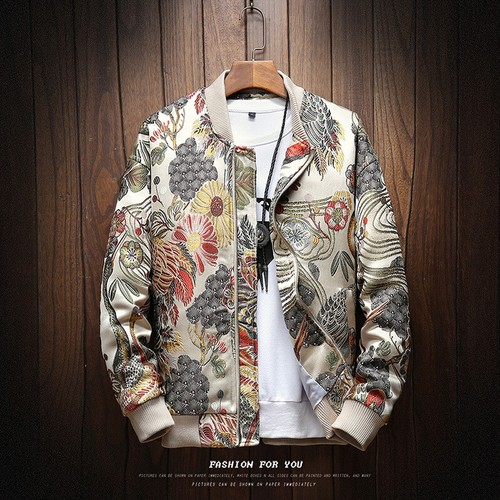 Men Jacket Japanese Embroidery Coat Hip Hop Streetwear Jacket Coat Bomber Jacket - Picture 6 of 6