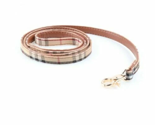 Bandana a Cuadros para Collar de Perro - Mascota Cuero PU Hebilla Dorada Ajustable Lujo Foto 4 de 4