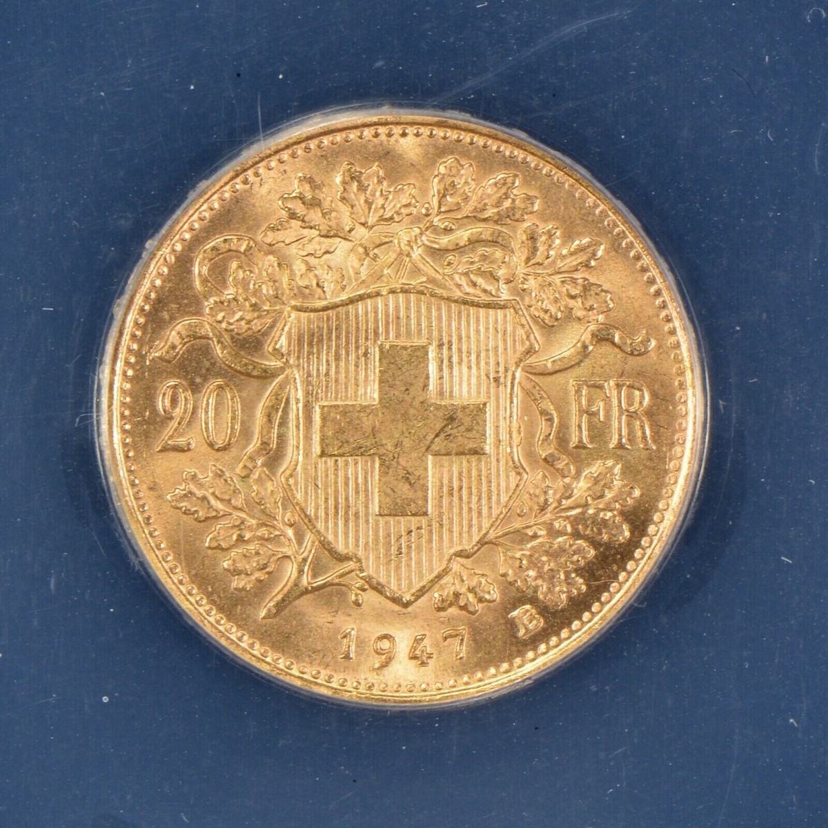 1947-B Switzerland 20 Francs Gold Helvetia - .1867 AGW