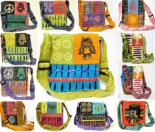 Patchwork Sling Shoulder Crossbody Bag Purse Florida Flower Elephant Owl Hippie