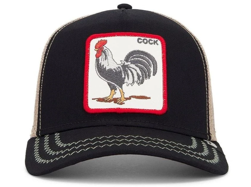 Cock Rooster trucker hat. Black Tan. New. Read description.
