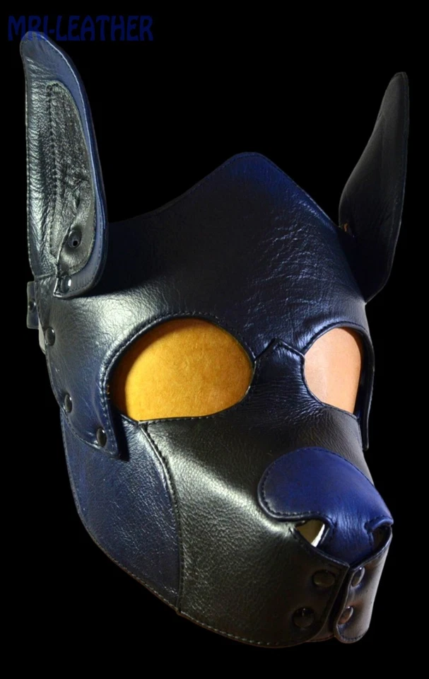 Máscara de cuero para cachorro, cosplay cabeza de perro, máscara, juego de cachorro fiesta, ajustable, juego de cachorro Foto 3 de 4