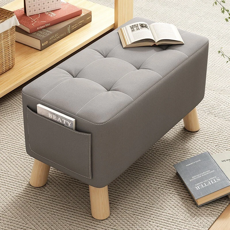 Solid wood small stool, home door shoe changing stool, simple small square stool - Image 2 of 4