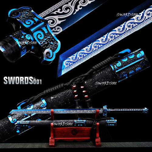 Carbon Steel Chinese Tang Dynasty Sword 唐横刀 Straight Blade Dragon Pattern Sheath