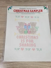 Bucilla Stamped Cross Stitch Christmas Sampler Christmas is For Sharing  NOS