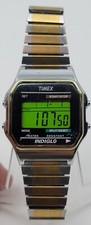 VINTAGE TIMEX INDIGLO MENS WRIST WATCH WORKING FLEX STEEL BAND