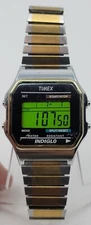 VINTAGE TIMEX INDIGLO MENS WRIST WATCH WORKING FLEX STEEL BAND