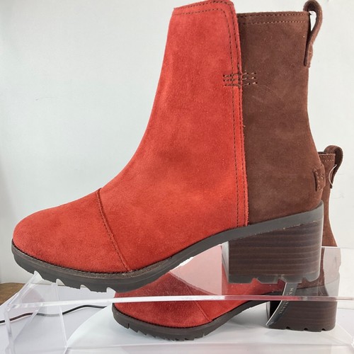 Sorel Boots Women's Size 6.5 Cate Bootie Carnelian Red Leather side zip $180 - Picture 3 of 14