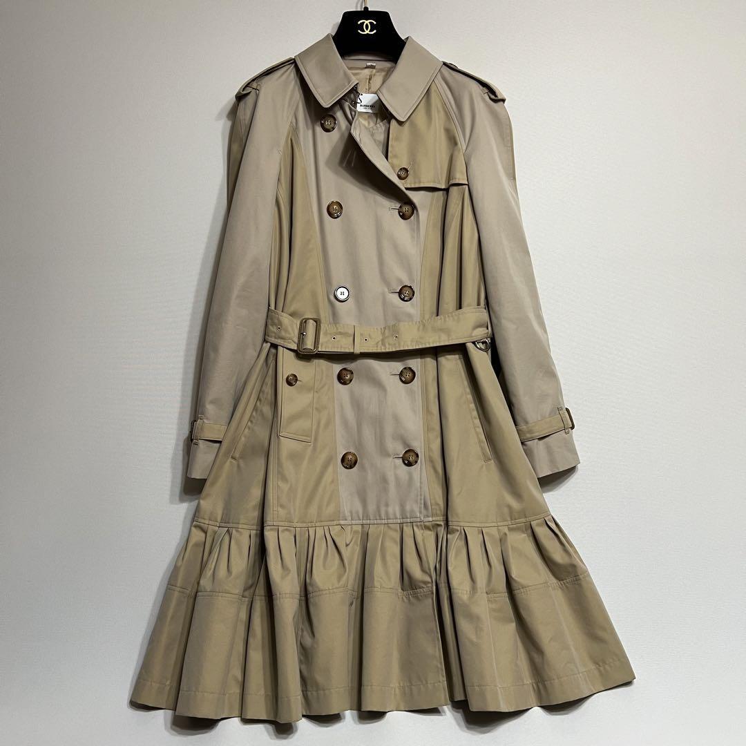 Current Model BURBERRY Ruffle Trench Coat Collar Nova Check