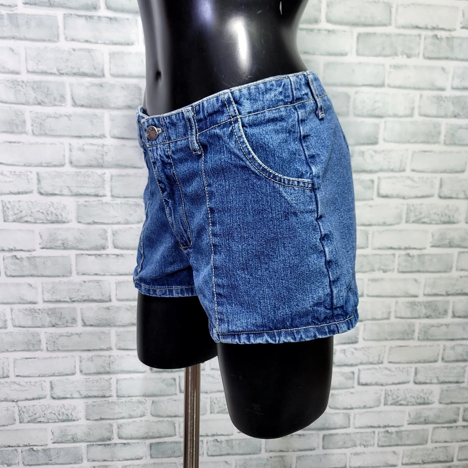 Pantalones Cortos Denim Vintage Años 90 Y2K Paris Blues Jrs 7 Lavado Oscuro Tiro Medio 28"W Foto 2 de 4