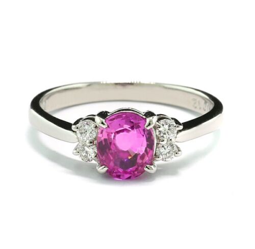 *TOP* ANILLO DE ZAFIRO BRILLANTE 900 PLATINO VALOR 4.450 EUROS Zafiro Rosa NUEVO - Imagen 2 de 4