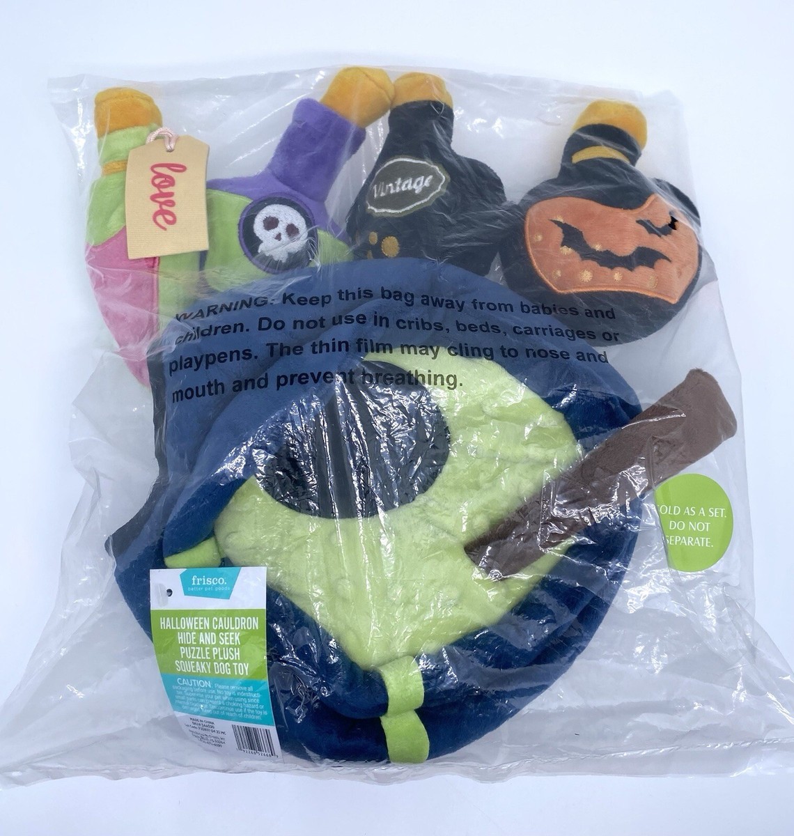 Halloween Cauldron and Potion Bottles Plush Squeaky Dog Toys by
