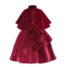 Abito tutù principessa fiori bambina cappotto mantello set abito da sposa natale festa