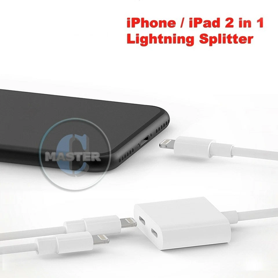 DUO SPLITTER CALL AUDIO & CHARGE CABLE ADAPTER for iPHONE 12 11 PRO XS MAX XR X - Image 2 of 4