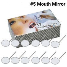 12 Pcs Dental Oral Exam Plain Mirror Stainless Steel Mouth Mirror Head #5