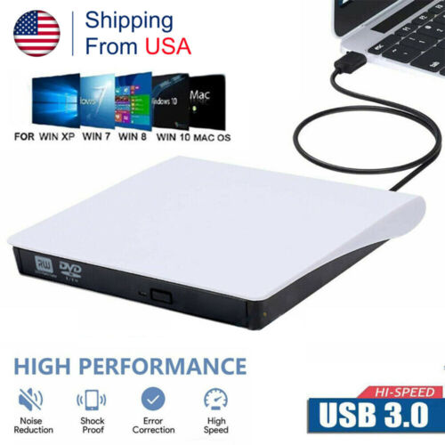Slim External CD DVD Drive USB 3.0 Disc Player Burner Writer For Laptop PC Mac - Picture 1 of 14