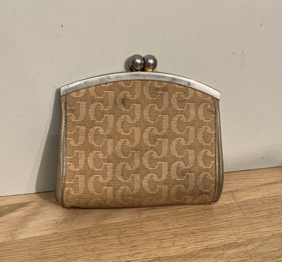 Porte-monnaie Fermoir Vintage À Clip Charles Jourdan Motif CJ