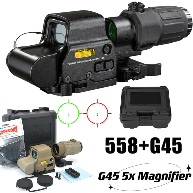 G45 5x Magnifier 558 Red Green Dot Holographic Reflex Sight Scope