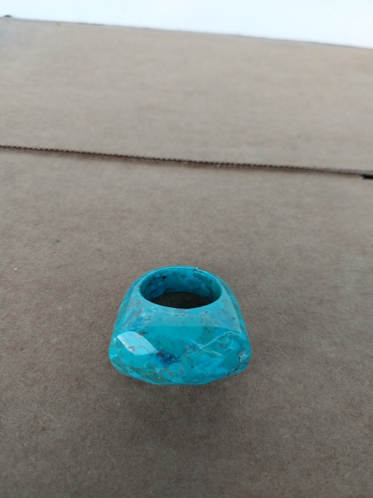 Vintage Solid Turquoise Gemstone Statement Ring S… - image 2