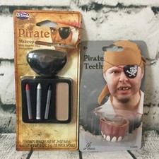 Costume/Halloween Pirate Makeup Crayon Lot Flexible Teeth Eye Patch Fun World