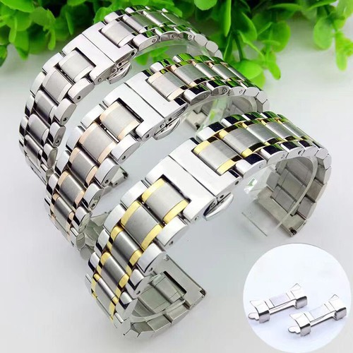 8mm-30mm Solid Stainless Steel Watch Strap Band Bracelet Straight+Curved End - Picture 1 of 27
