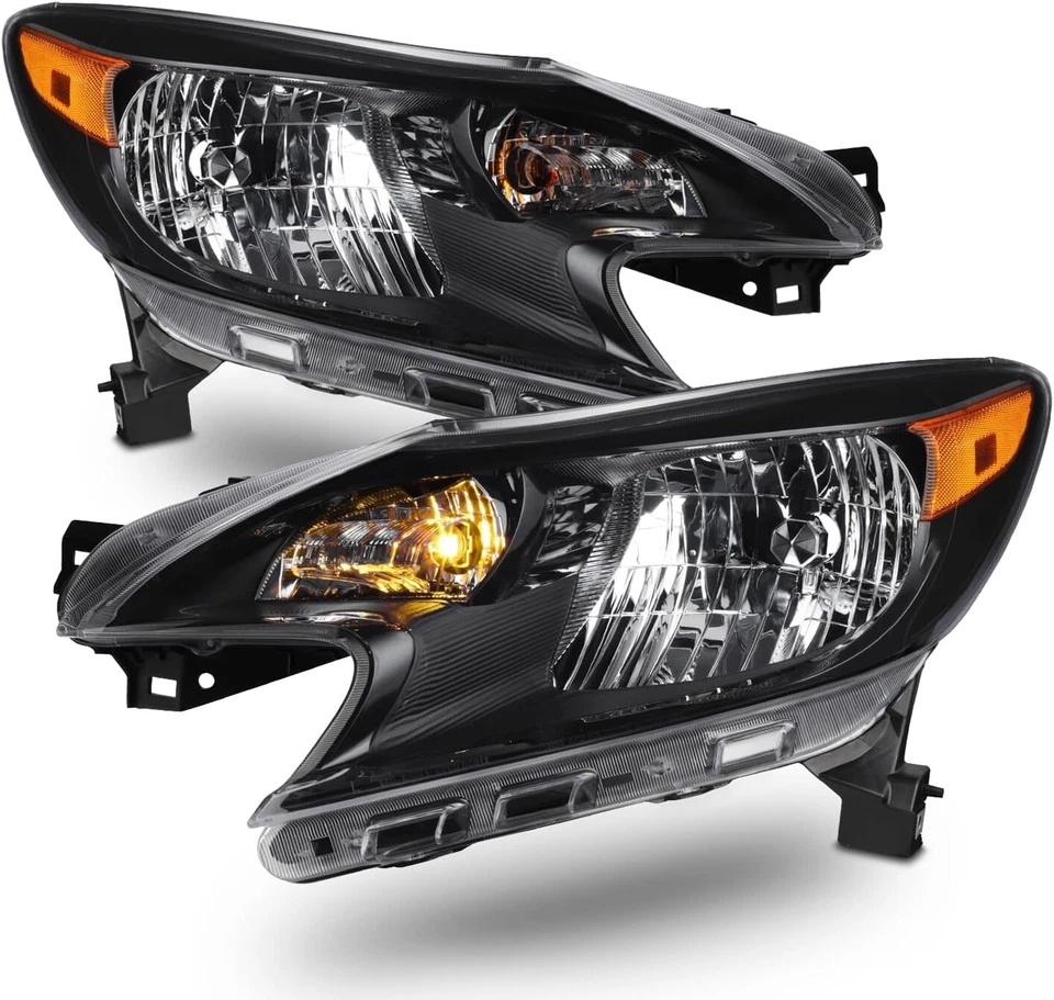 Par de faros negros izquierda+derecha para Nissan Versa Note 2014 2015 2016 Foto 2 de 4