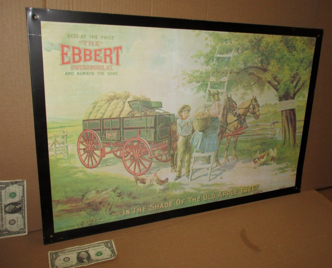EBBERT WAGON - KENTUCKY In Shade of Old Apple Tree -32" GIANT SIZE- Ky Farm Sign