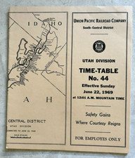 Vintage 1969 Union Pacific Railroad Utah Timetable #44 For Employees Pamphlet