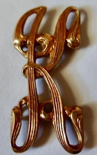 ANTIQUE VINTAGE PATENTED GOLD FRONT LETTER K SEW ON JEWEL