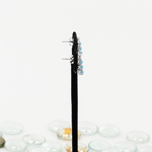 Turquoise Stud Earrings, 925 Sterling Silver, Drop Earrings, Women's Studs - Picture 3 of 8
