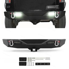 Rear Bumper For Jeep Wrangler Jk 07-18 With Led D Ring 2 Black Steel Textured Rear Bumper For Jeep Wrangler Jk 07-18 With Led D Ring 2 Black Steel Textured