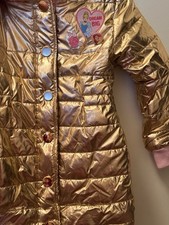 Disney Princess Winter Jacket Gold With Pink Fur Hood Girls 5/6 NEW