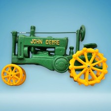 john deere cast iron green tractor op vintage collectible heavy duty metal nice