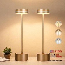 2 Pack Cordless Table Lamp Rechargeable, Touch Desk Lamp - 5000mAh Gold 2PK